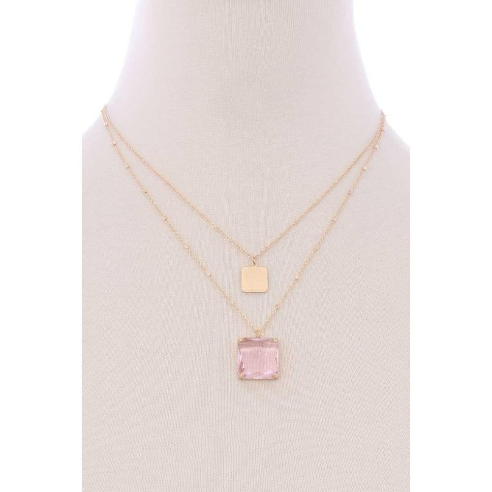 2 Layered Square Pendant Necklace